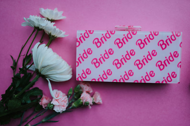 Barbie Bride Acrylic Clutch, Pink Purse Bag for Bridesmaids, Bride, Fiancé for Bachelorette, Wed... | Etsy (US)