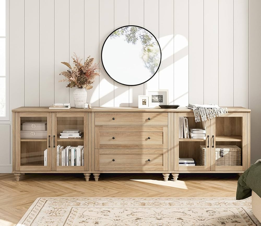 WAMPAT Sideboard Buffet Cabinets with 4-Glass Door,3-in-1 Kitchen Storage Cabinet,Wood Coffee Bar... | Amazon (CA)