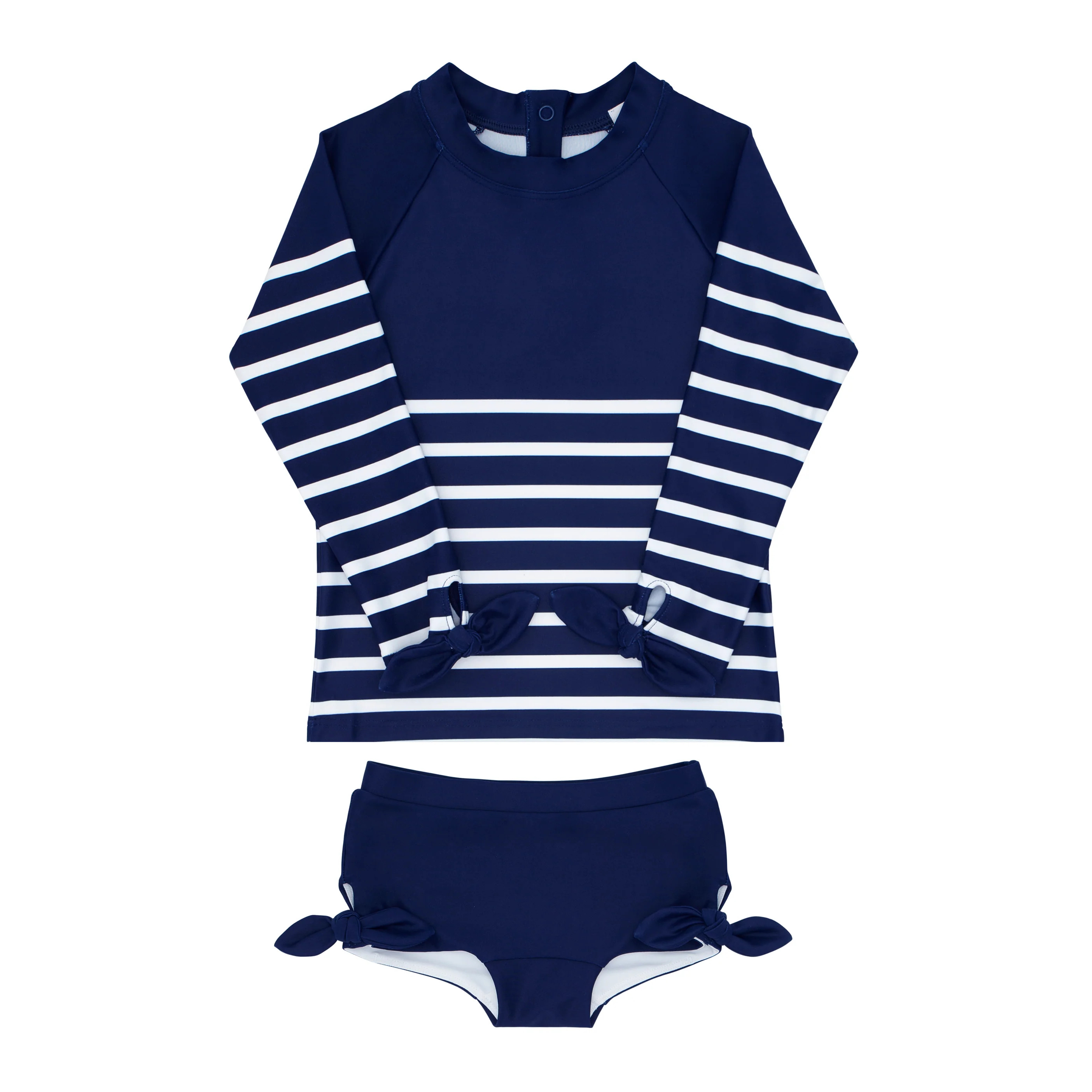 girls navy breton stripe rashguard set | minnow