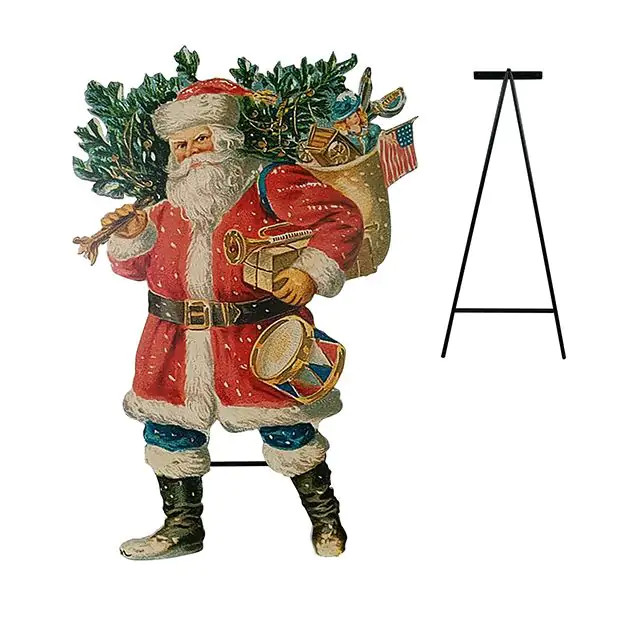 Gift Bearing Santa Cut Out With Stand | Antique Farm House