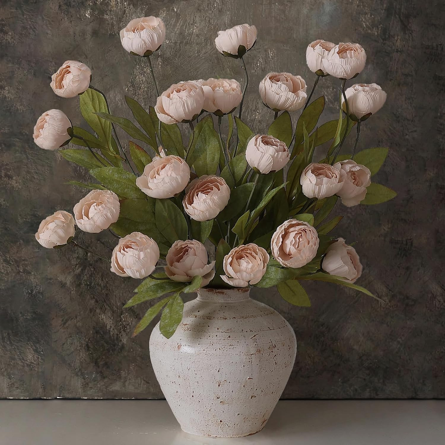6 Pcs 27" Faux Silk Peony Artificial Flowers Stems for Vase (Beige) | Amazon (US)