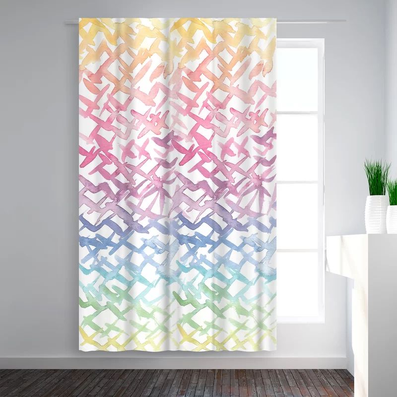 Lime/Green/Pink Victoria Nelson Rainbow Abstract Blackout Rod Pocket Single Curtain Panel | Wayfair North America