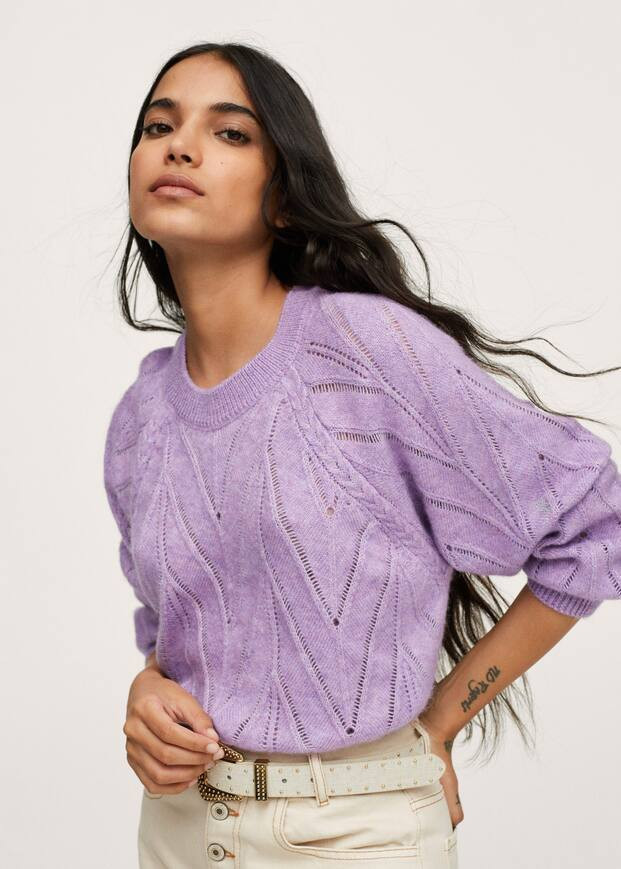 Herringbone knit sweater | MANGO (US)