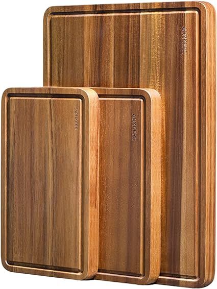 Cutting Boards for Kitchen, Large Wood Chopping Board Set of 3 with Deep Juice Groove, Acacia Cha... | Amazon (US)
