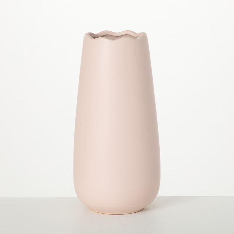 12"H Sullivans Matte Blush Scalloped Vase; Pink | Target