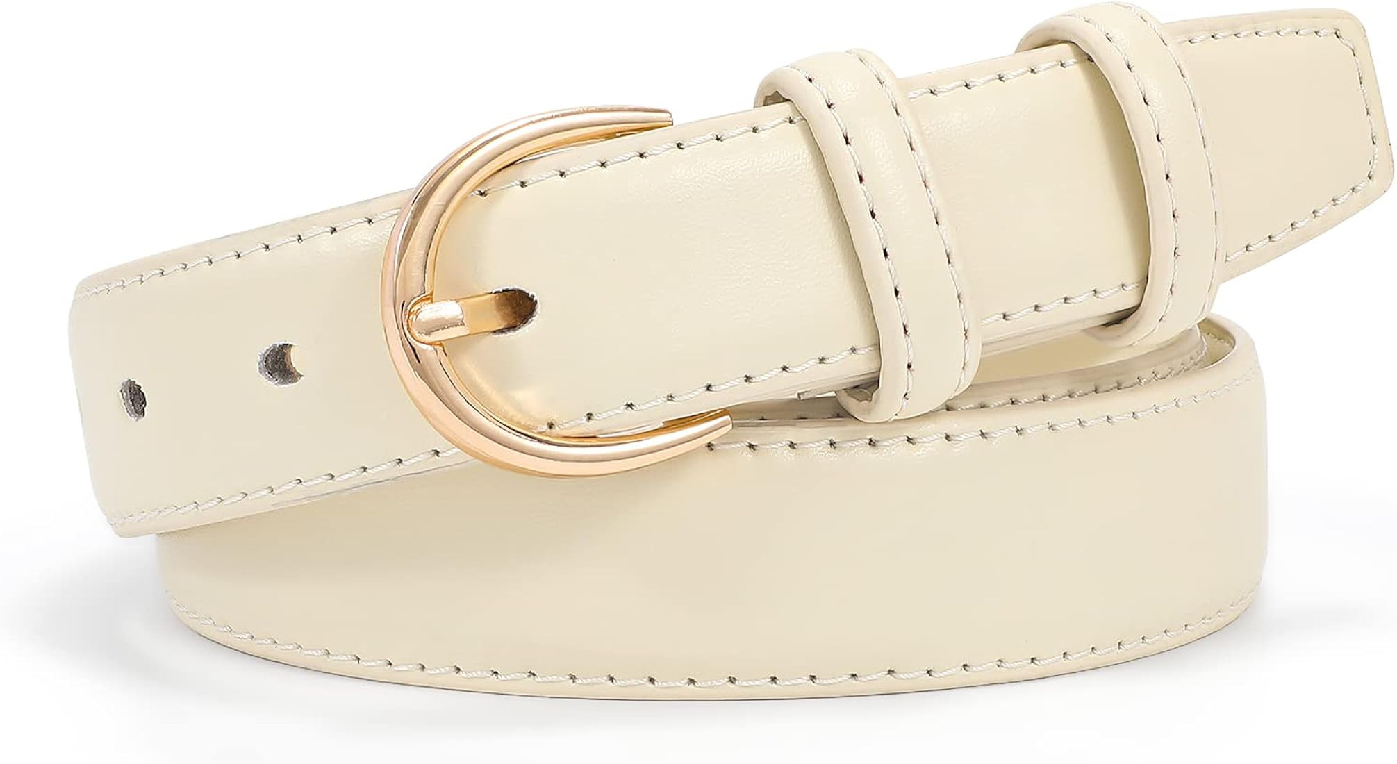 JASGOOD Women's Leather Belt for Jeans Pants Fashion Gold Buckle Ladies Dress Belt | Amazon (US)