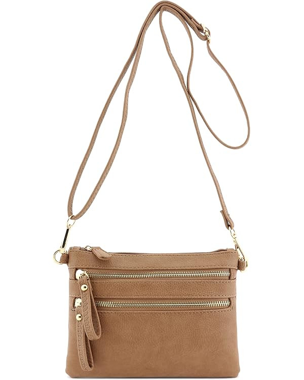 FashionPuzzle Multi Zipper Pocket Small Wristlet Crossbody Bag | Amazon (US)