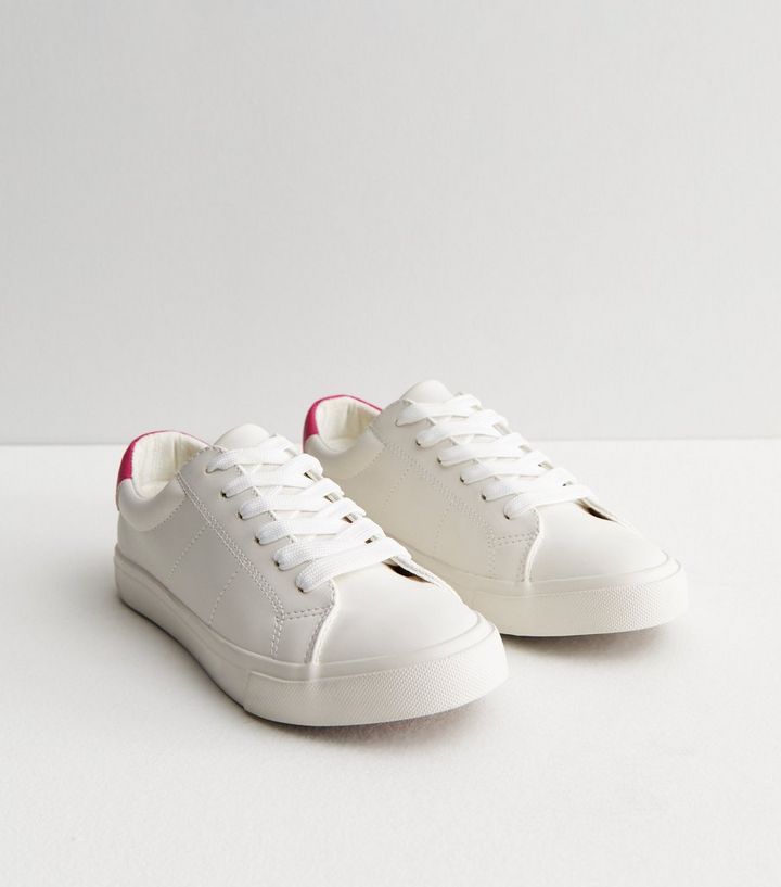 White Lace Up Chunky Trainers | New Look | New Look (UK)
