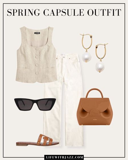 Spring outfit inspo: neutrals 

Linen top / dressy top / white jeans / relaxed jeans / wide leg / sandals / cognac brown / pearl earrings / sunglasses 

#LTKstyletip #LTKSeasonal