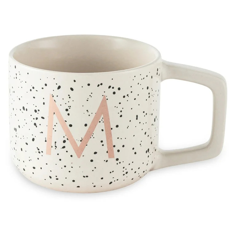 Thyme & Table 13.5 fl oz Monogram M White Speckled Stoneware Mug | Walmart (US)