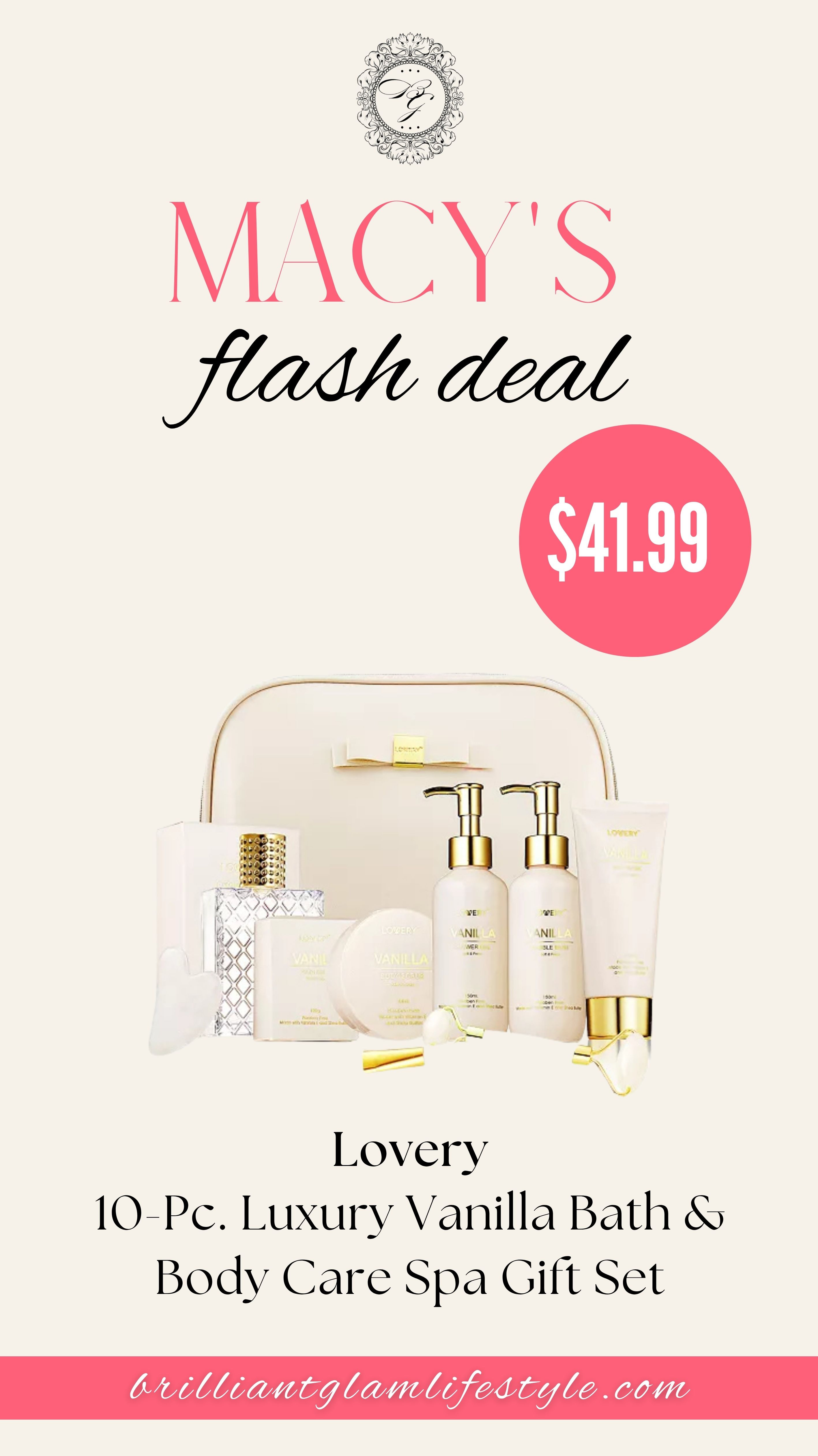 🛁✨ Indulge in a Little Everyday Luxury ✨🛁

Treat yourself or someone special to the Lovery 10-Piece Luxury Vanilla Bath & Body Care Spa Gift Set. Infused with the comforting scent of vanilla, this beautifully curated collection transforms any self-care routine into a relaxing spa-like experience, leaving skin feeling soft, nourished, and refreshed.

#Lovery #SpaGiftSet #BathAndBody #VanillaCare #SelfCareEssentials #PamperYourself #LuxurySkincare #GiftIdeas #RelaxAndUnwind #MacysBeauty 

 #LTKU #LTKSaleAlert #LTKBeauty