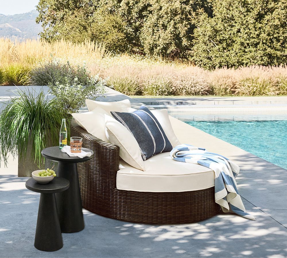 Torrey Wicker Round Swivel Outdoor Daybed | Pottery Barn (US)
