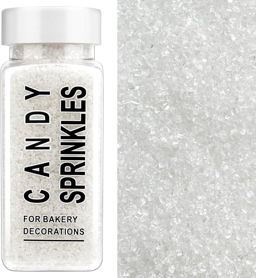 White Sanding Sugar Sprinkles, 4.6 oz Edible Sparkling Sugar Crystals for Baking Topping, Cupcake... | Amazon (US)