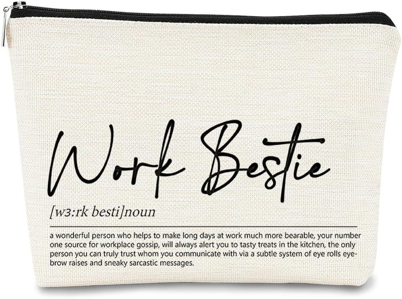 Work Bestie Definition Small Makeup Bag, Beige Best Gifts for Women Coworkers Cosmetic Bag, Minim... | Amazon (US)