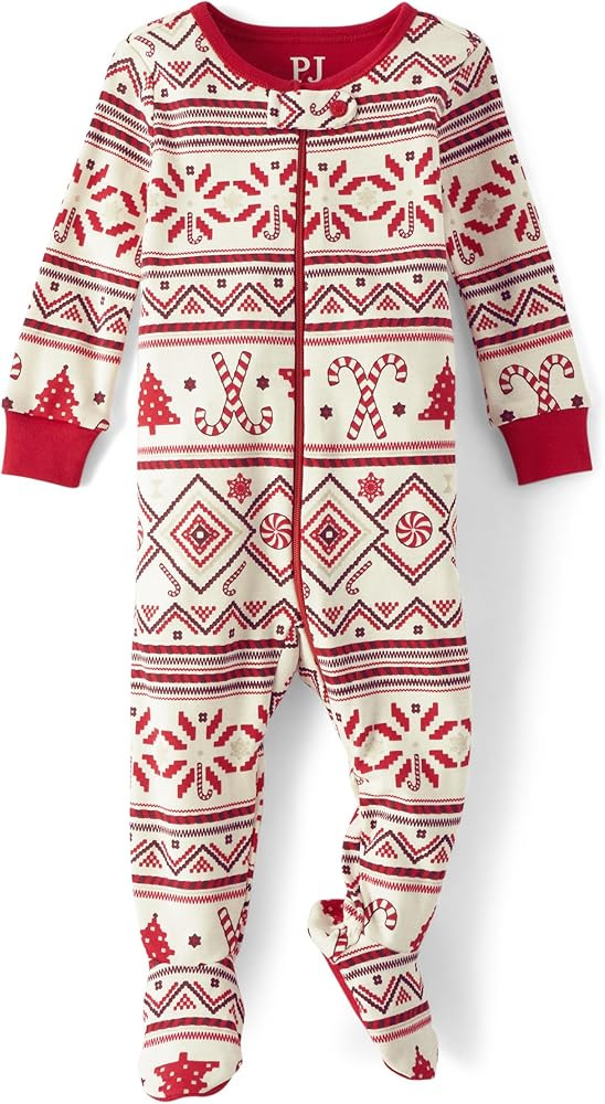 The Children's Place Baby Group 1-Family Matching, Christmas Pajama Sets, Cotton, Fairsile-Red | Amazon (US)