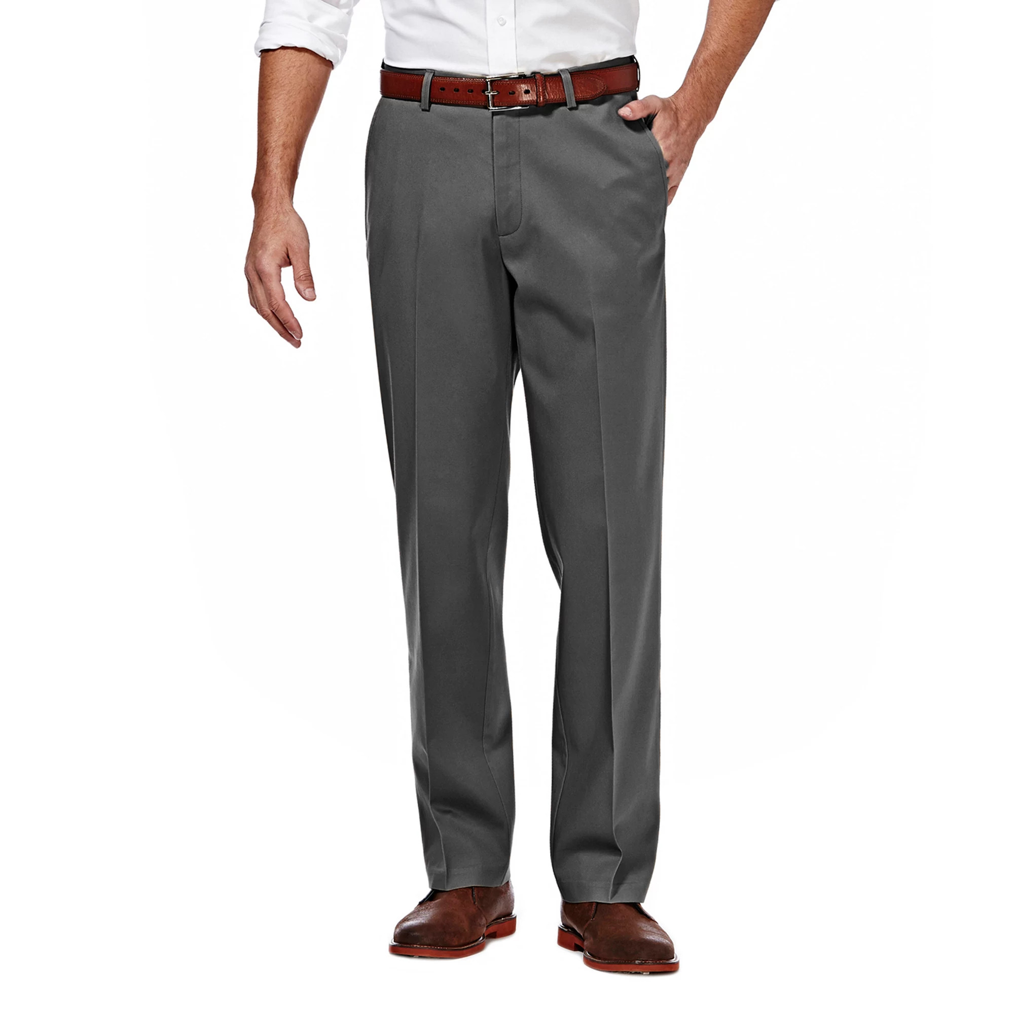 Men\u2019s Haggar\u00ae Premium No-Iron Khaki Super Flex Waist Straight-Fit Stretch Flat-Front Pa... | Kohl's