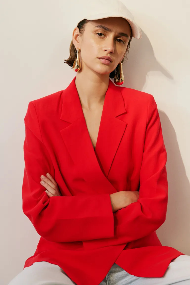 Double-breasted Blazer - Bright red - Ladies | H&M US | H&M (US + CA)