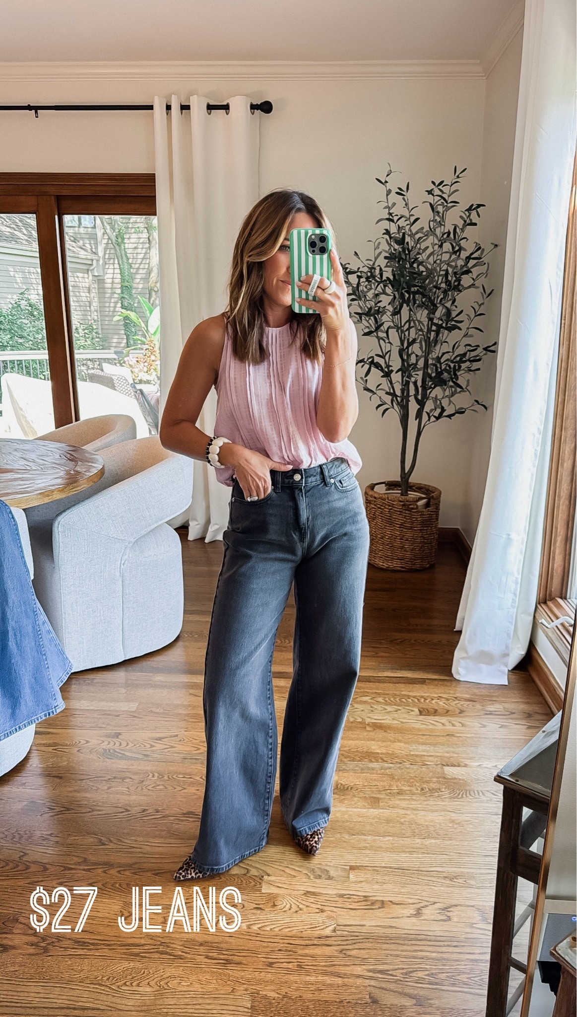 High rise, wide leg jean
Size 2 here. 
I suggest buying a couple sizes to try. The light wash jeans in the same style fit different. 
I’m typically a 25 in most jeans & a 0 or XS in Walmart jeans.

#LTKmomlife #LTKSeasonal #LTKOver40