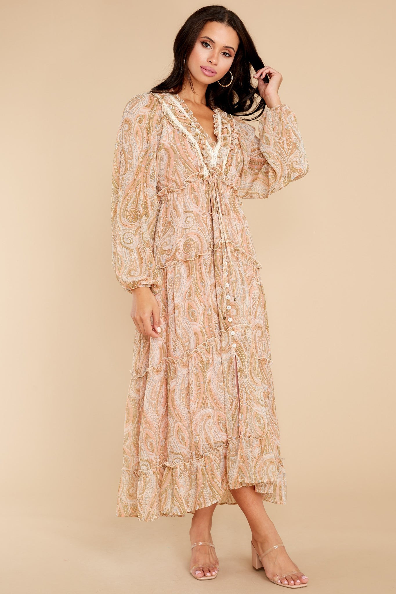 Entirely Yours Brown Multi Print Maxi Dress | Red Dress 