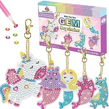 ORIENTAL CHERRY Arts and Crafts for Kids Ages 8-12 - Make Your Own GEM Keychains - 5D Diamond Pai... | Amazon (US)