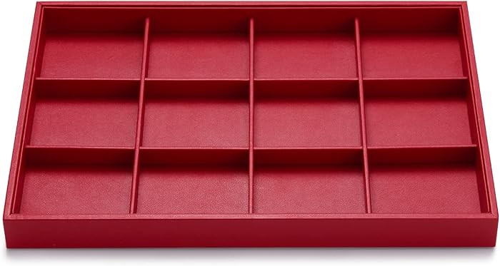 Oirlv Gorgeous Red Leather Jewelry Tray 12 Grid Jewelry Drawer Organizer Bracelet Earrings Watche... | Amazon (US)
