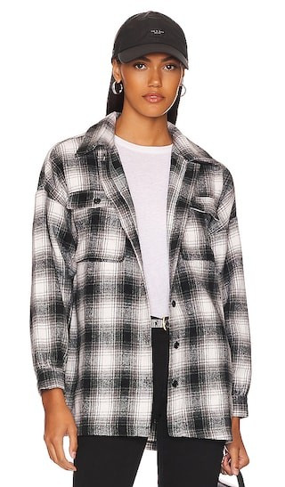 Lovers and Friends Harlow Flannel Shacket in Black. - size S | Revolve Clothing (Global)