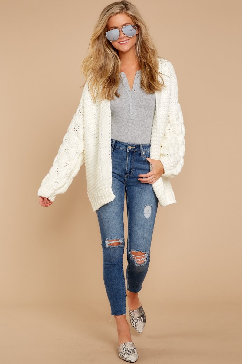 Take The Comfort Cream Knit Cardigan | Red Dress 