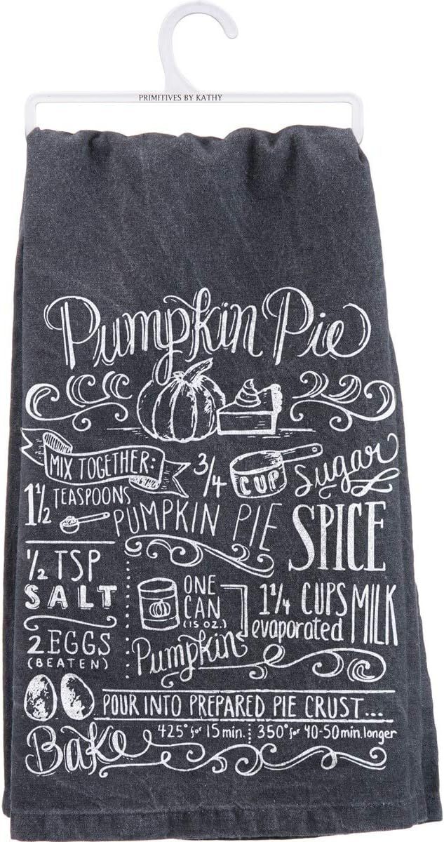 Primitives by Kathy Black and White Hand-Lettered Dish Towel, 28 x 28-Inch, Pumpkin Pie | Amazon (US)