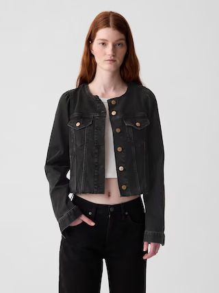 Collarless Cropped Icon Denim Jacket | Gap (US)