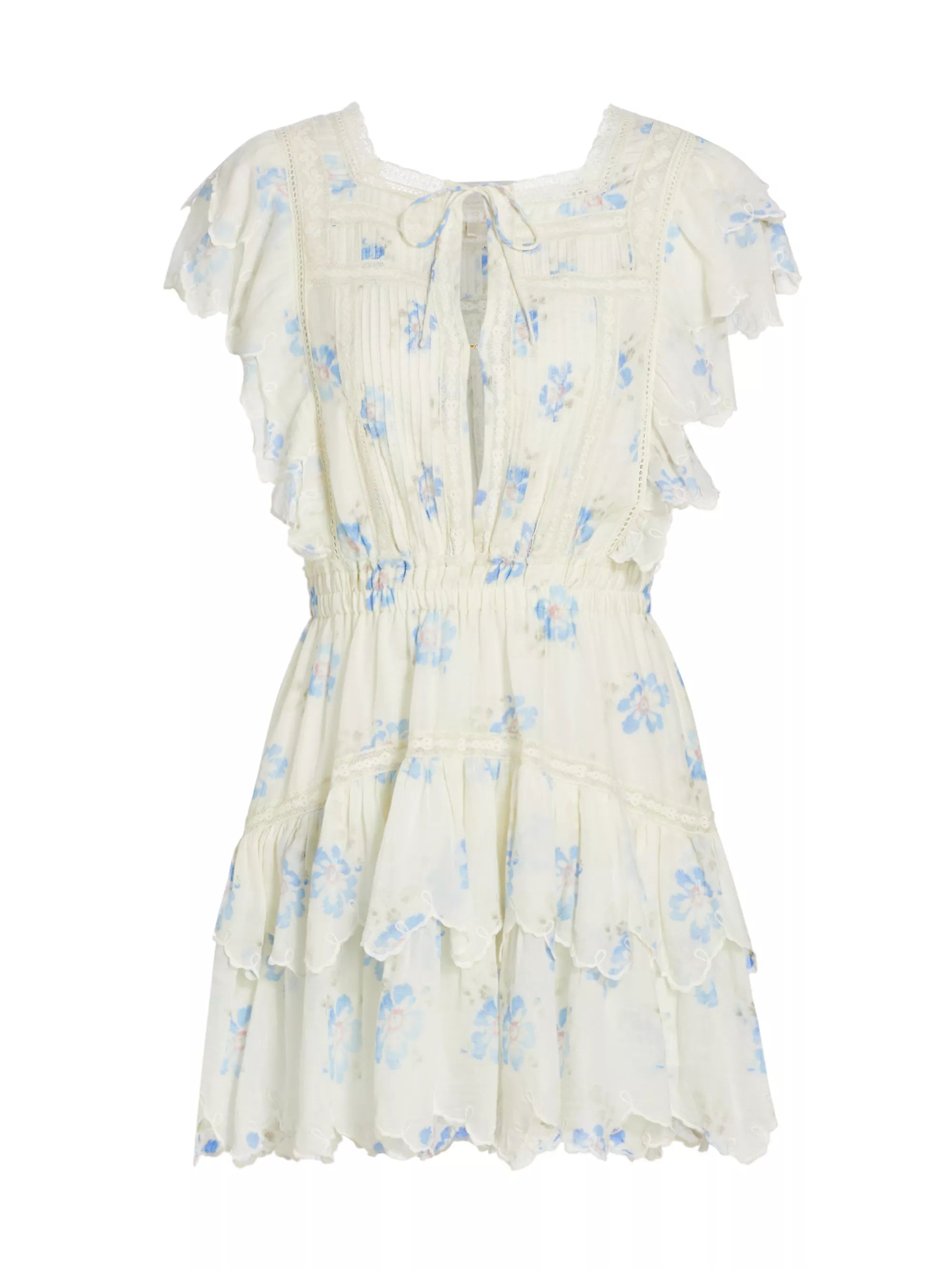 Darryl Pin-Tucked Floral Cotton-Blend Minidress | Saks Fifth Avenue