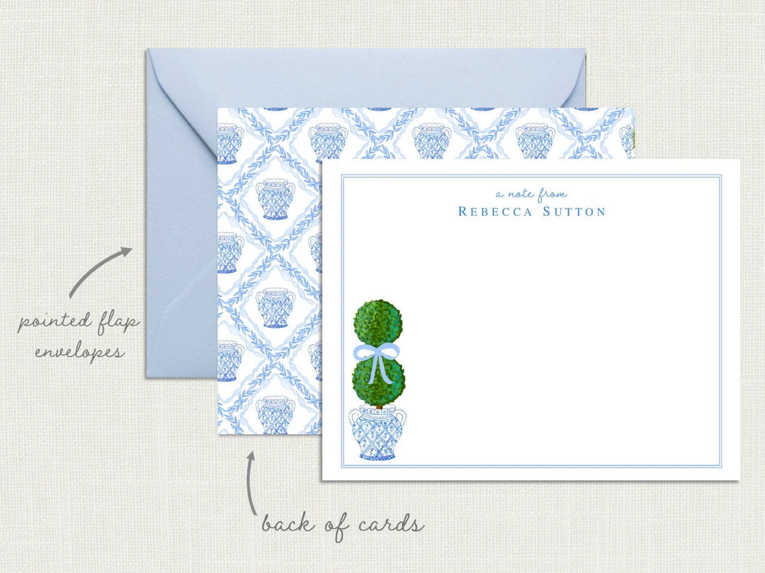 Personalized Ginger Jar Stationery Chinoiserie Note Cards Chinoiserie Stationery Topiary Stationa... | Etsy (US)