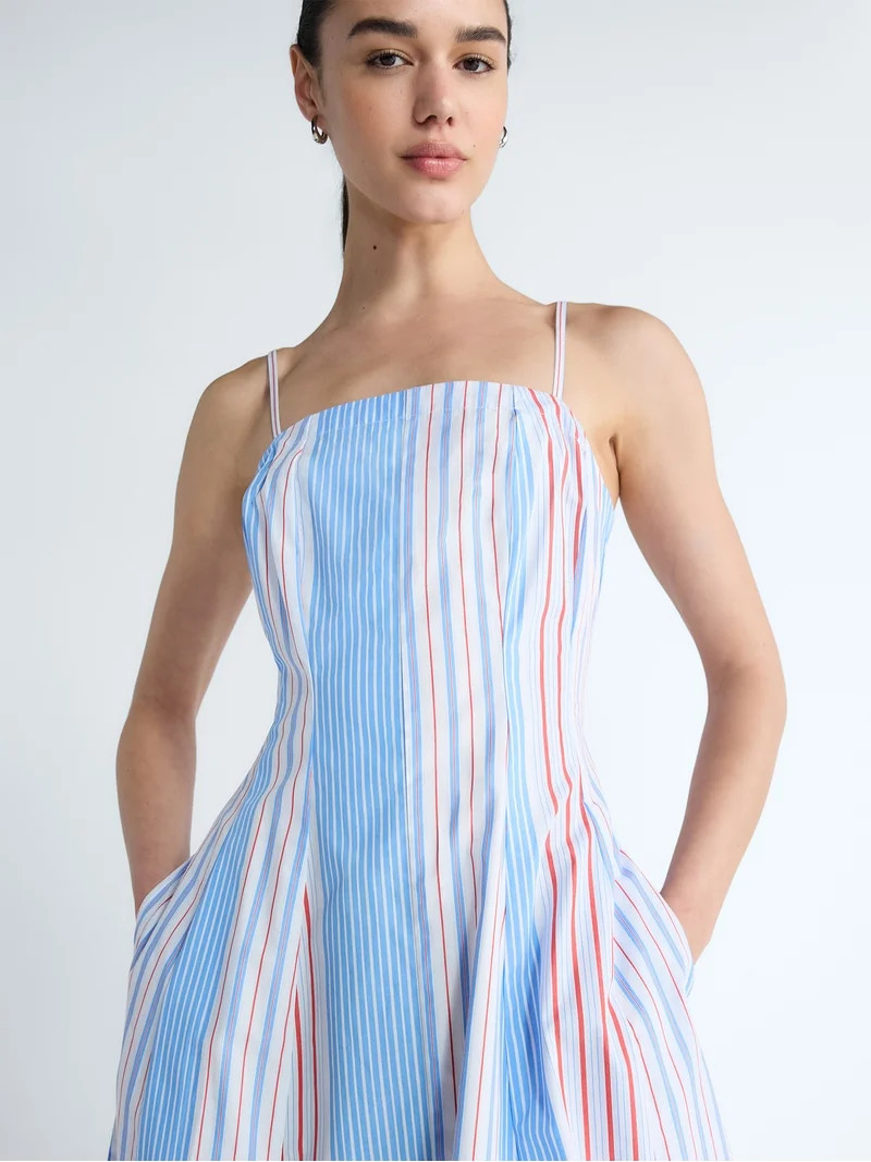 Free Assembly Women's and Women's Plus Sleeveless Cotton Panel Midi Dress, Sizes XS-4X | Walmart (US)