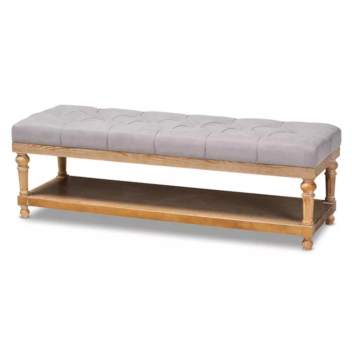 Linda Linen Fabric Upholstered Washed Wood Storage Bench - Baxton Studio | Target