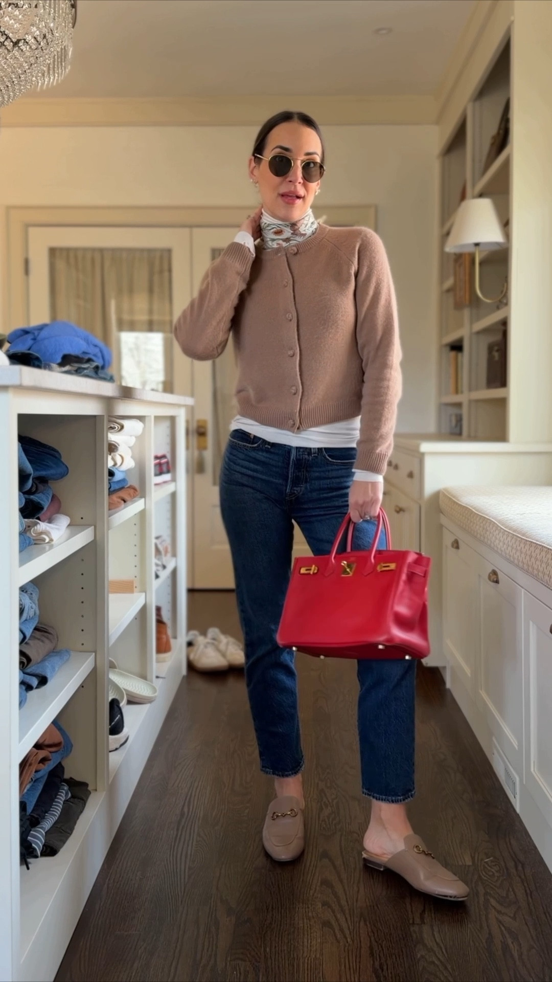 Love this camel cashmere cardigan / the buttons are so pretty