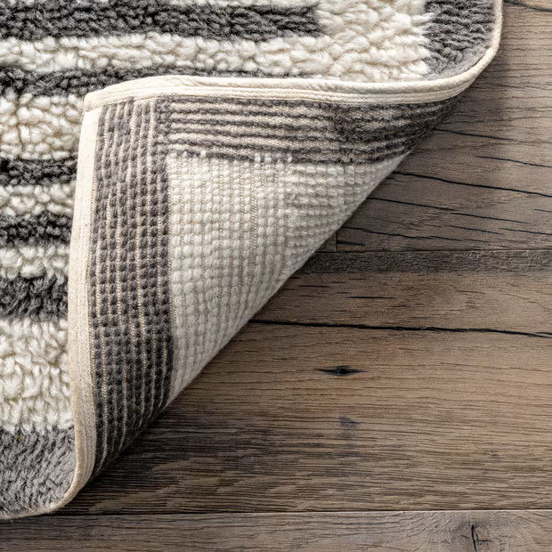 Ivory Addison Wool Pinstripe Washable Area Rug | Rugs USA