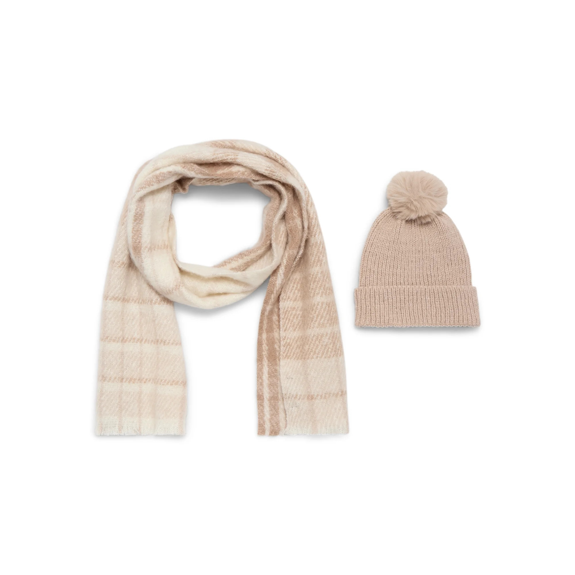 Madden NYC Women's Beanie Hat and Scarf Gift Set, 2-Piece, Tan | Walmart (US)