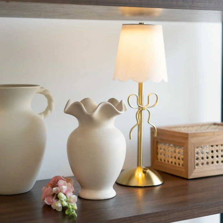 Home Decor Collection Ruffle Shaped off-White Ceramic Indoor Tabletop Vase | Walmart (US)