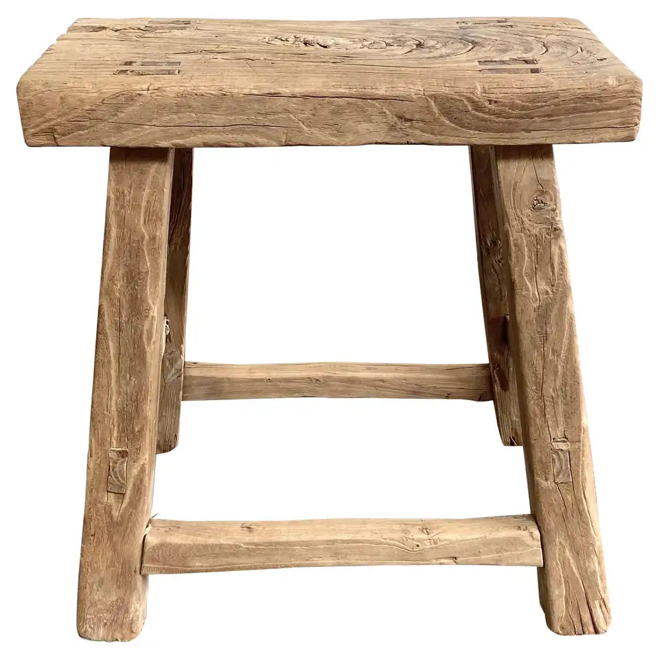 Elm Wood Stool | 1stDibs