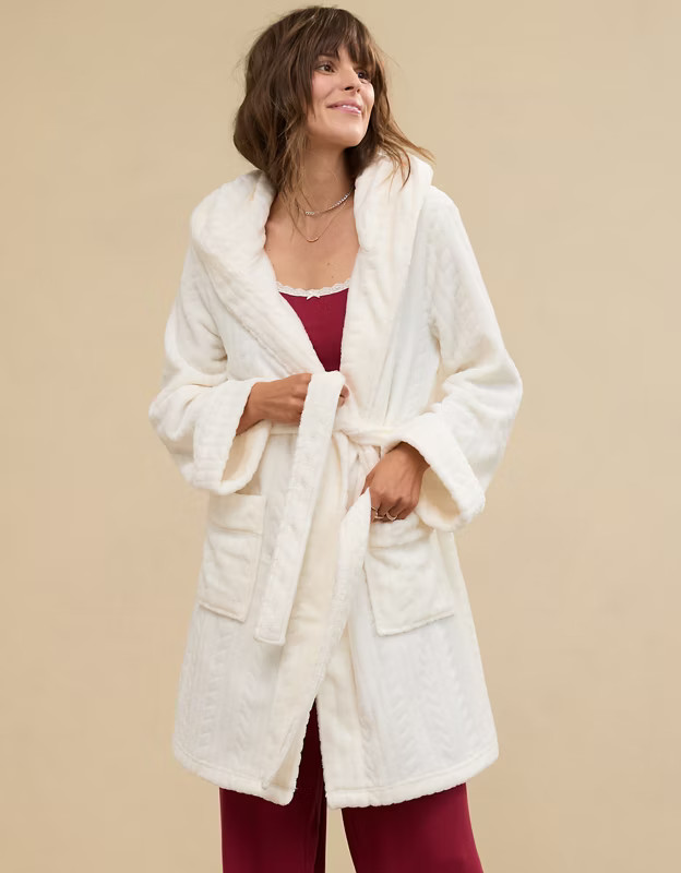 Aerie Cable Fleece Robe | Aerie