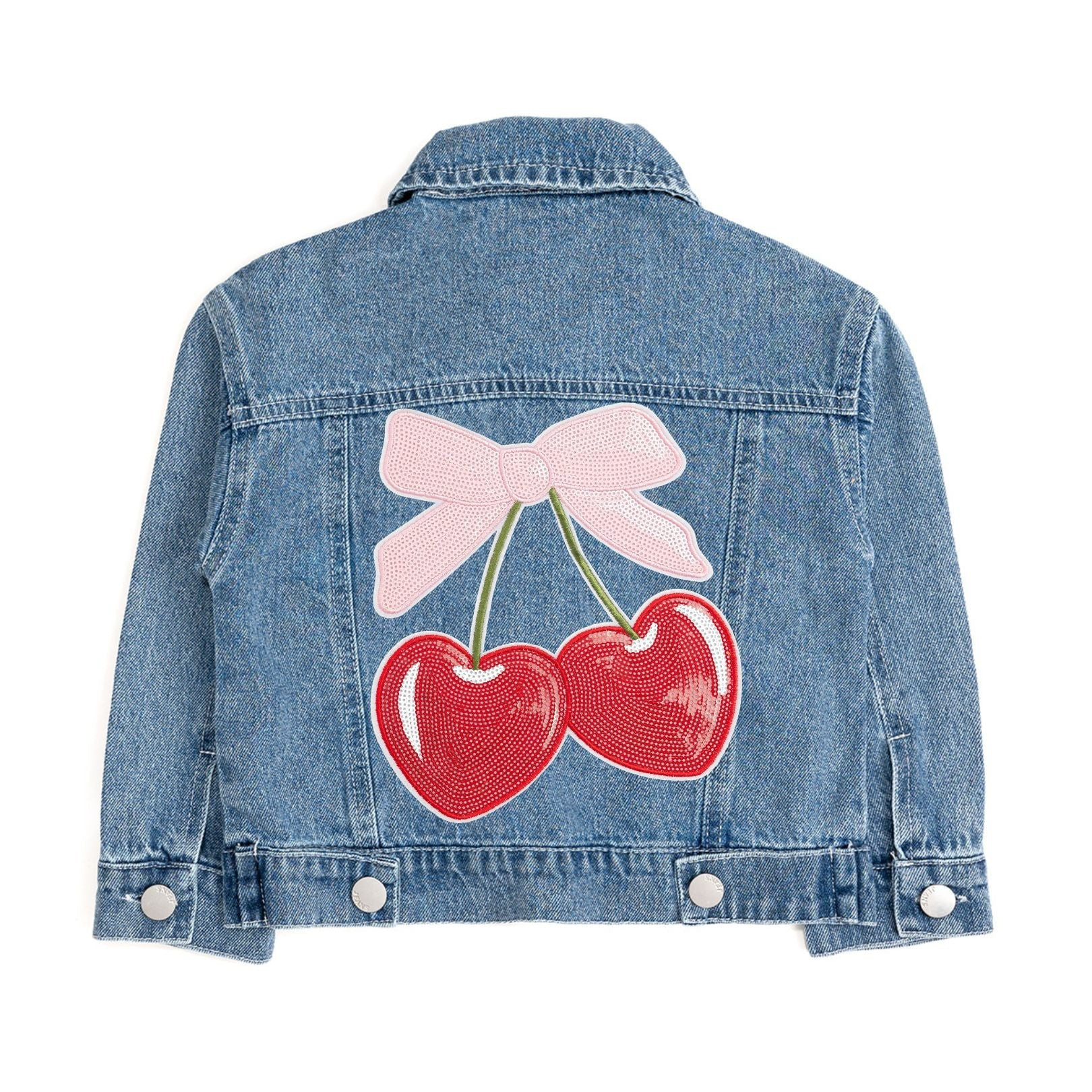 Cherry Sequin Patch Denim Jacket | Sweet Wink