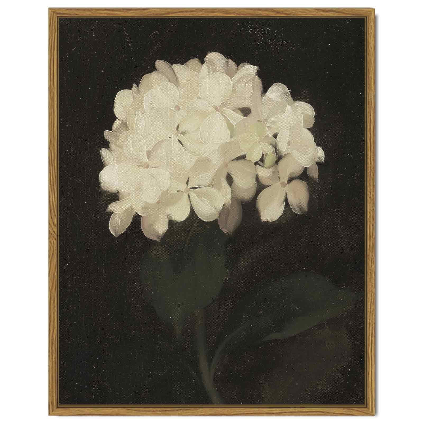 Drsoum Framed Classical Canvas Wall Art Oil Painting 11x14in Vintage The white Hydrangeas Room De... | Walmart (US)
