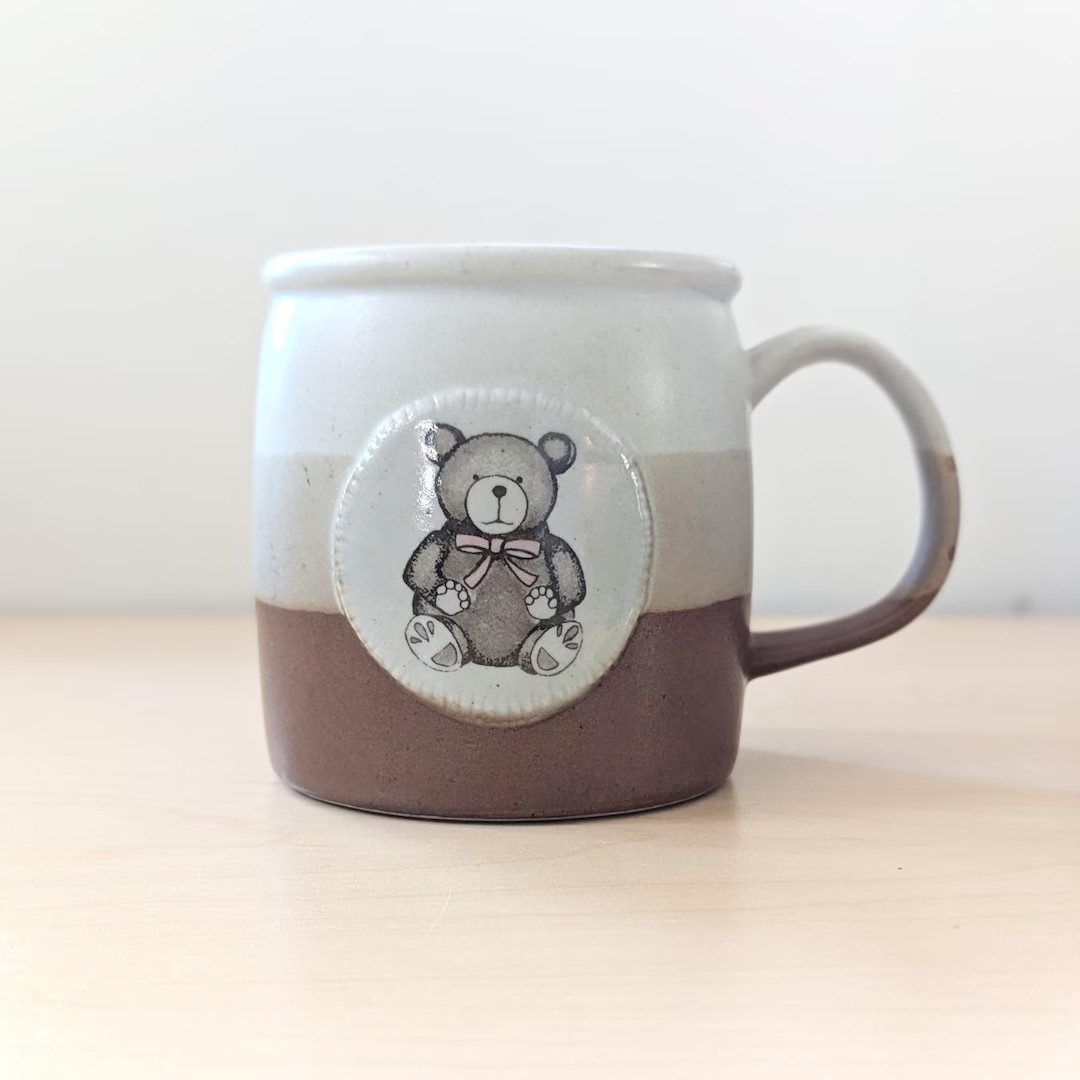 Vintage 1980s Stoneware Teddy Bear Mug. - Etsy | Etsy (US)