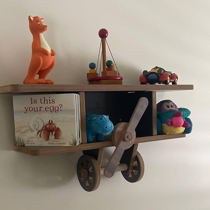 Kids Children's Room Airplane Wall Shelf, Aeroplane Shaped Bookcase Flower Cactus Wall Bookshelf, Decor for Nursery Teen Child’s Room Bedroom Office | Amazon (US)