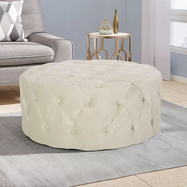 40" Velvet Tufted Round Standard Ottoman | Wayfair North America