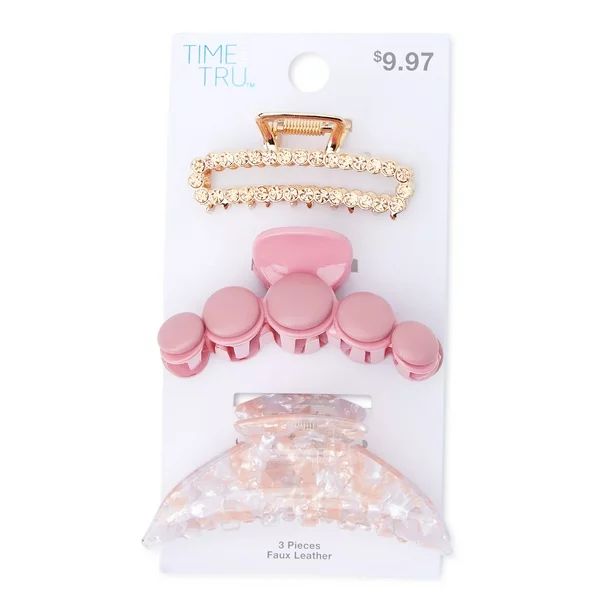 Time and Tru Women’s Claw Hair Clips, 3-Pack - Walmart.com | Walmart (US)