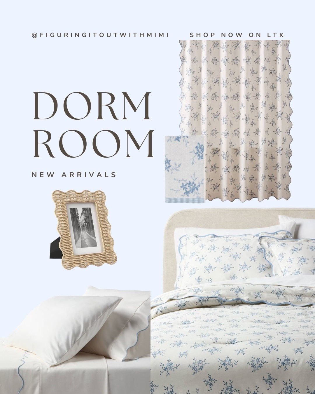 Dorm room decor & bedding | Blue floral dorm 

#dorm #bedding #floral

#LTKHome #LTKBaby #LTKdayinmylife