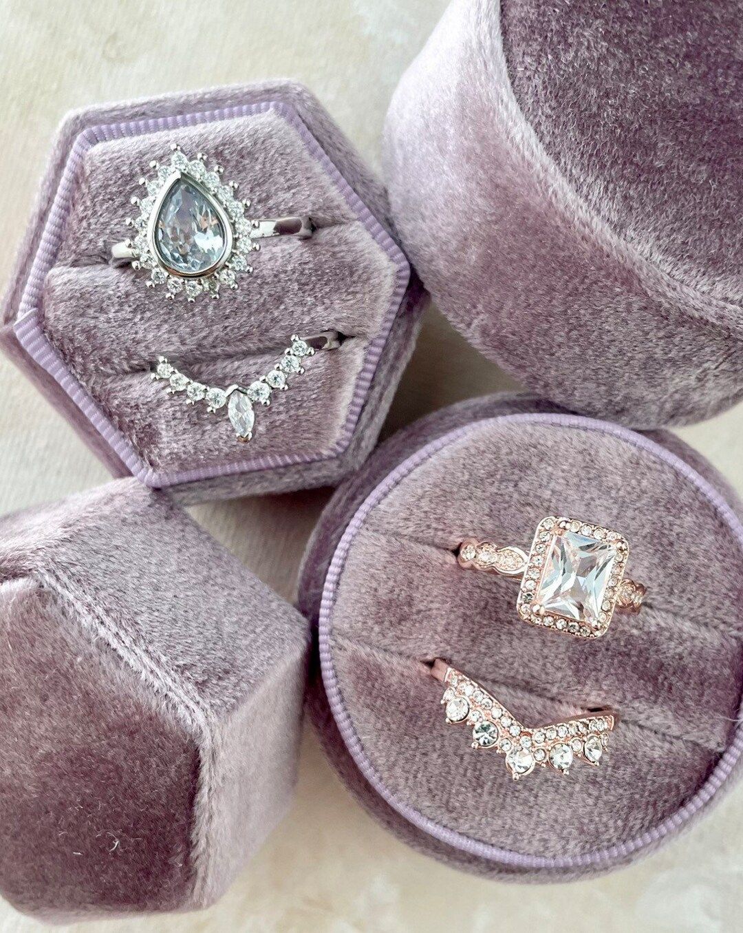 Lavender Wedding Ring Box, lilac Ring Box, Purple Ring Box, Hexagon Velvet Ring Box for Engagemen... | Etsy (US)