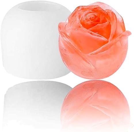 3D Rose Shape Ice Cube Mold Ice Cream Ball Maker Silicone Reusable For Drinks 2.4''*2'' | Amazon (US)