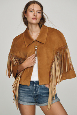 Siempre Fringe Faux-Suede Cape | Anthropologie (US)