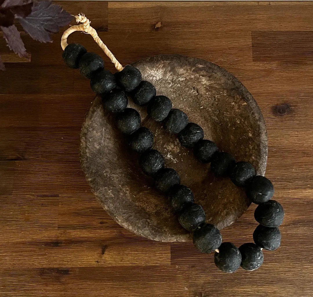 Vintage African Bead Strand Jumbo Black - Etsy | Etsy (US)